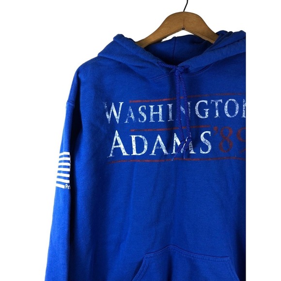 Washington Adams '89 Sweatshirt Hoodie Medium President Campaign Look Blue - Picture 5 of 6